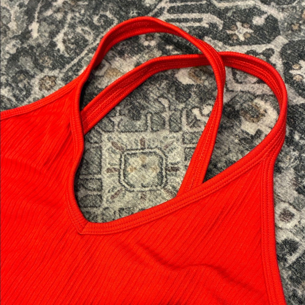 ZYIA Red Ribbed Cross-Back Sports Bra - Picture 3 of 7